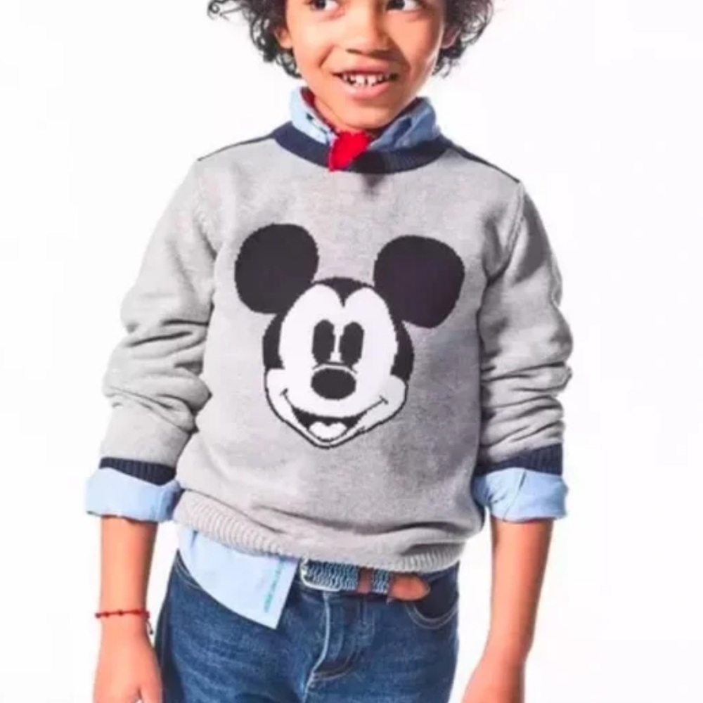 Disney x Mickey Mouse Janie and Jack Boys Grey & Navy Sweater Size 2T BN…